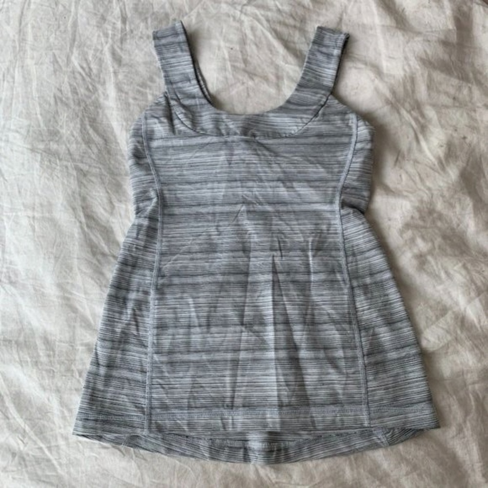 Gray Striped Sleeveless Top